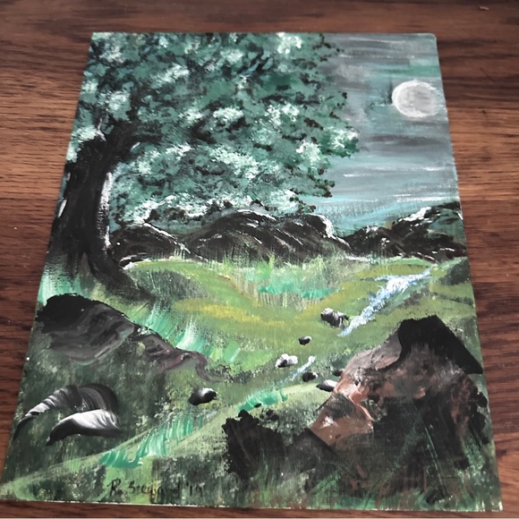 “Moonlit Valley” original artwork signed 2019 - Picture 2 of 6